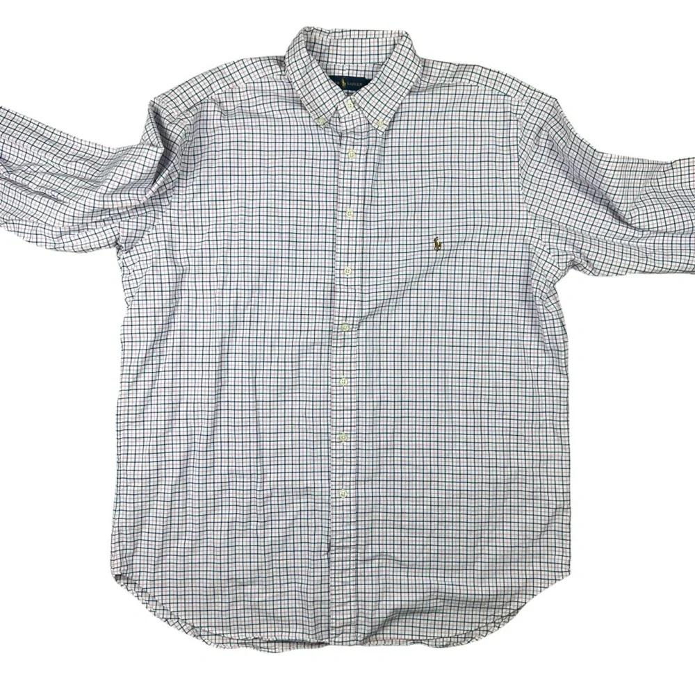 Ralph Lauren Button Down Shirt Mens XLT‎ Colorful Check Flannel Cotton Easter